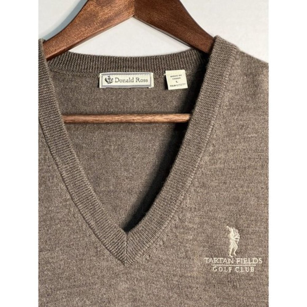 Donald Ross‎ Merino Wool Golf Vest. Brown/Beige. Tartan Fields Golf Club. L